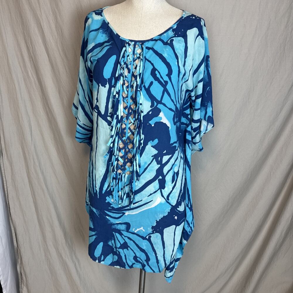 Lilly Pulitzer Lindamarie L/XL "Get Inky" Caftan Dress -Pool Tropical